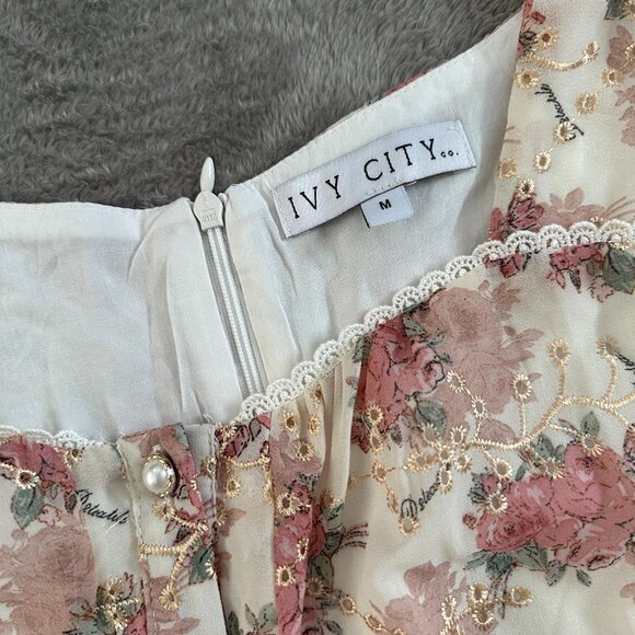 Ivy City Co Cottage Floral Midi Dress Women's size LARGE - Picture 4 of 7